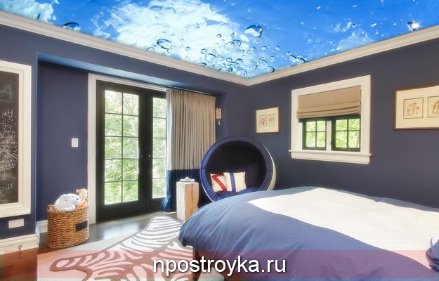 Натяжные потолки трехмерные в комнате 15 кв м.,