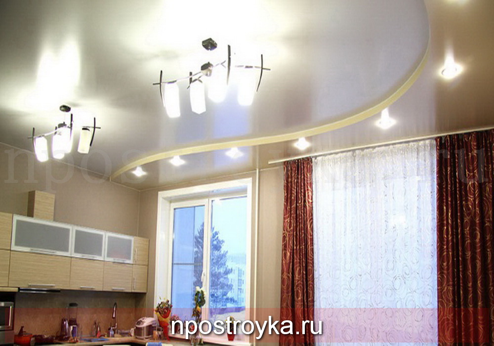 двухуровневые натяжные потолки фото 