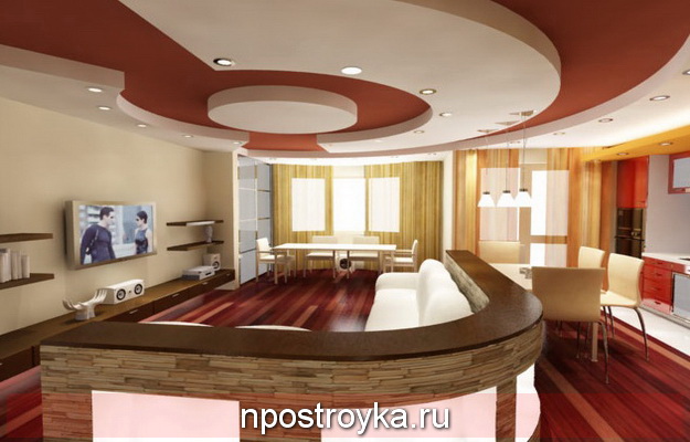 Двухуровневые натяжные потолки матовые