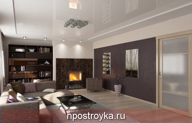 глянцевые натяжной потолок 18 кв. м.