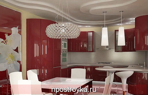 Матовые натяжные потолки на кухне Матовые натяжные потолки на кухне
