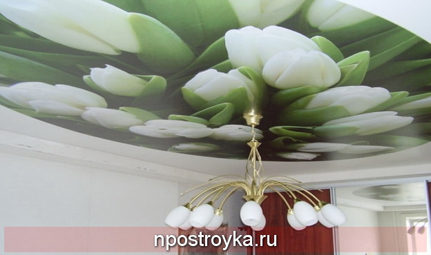 Натяжной потолок цветок