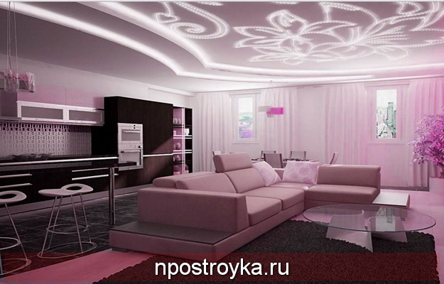полупрозрачный натяжной потолок 18 кв. м.