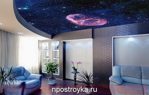 натяжной потолок звездное небо 18 кв. м.