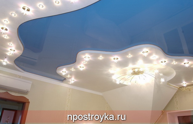 стиль натяжные потолки комбинированные фото