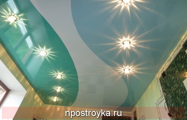 стиль натяжные потолки комбинированные фото