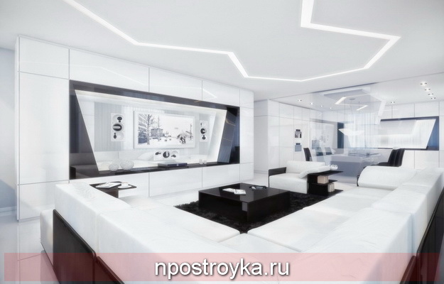 Дизайнерские натяжные потолки в стиле Хай-тек Дизайнерские натяжные потолки в стиле Хай-тек