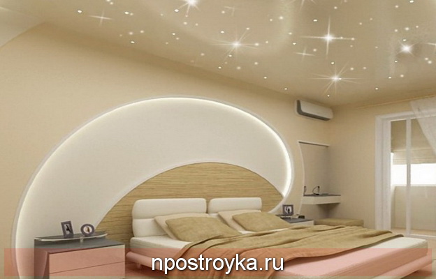 натяжной потолок в интерьере Хай-тек
