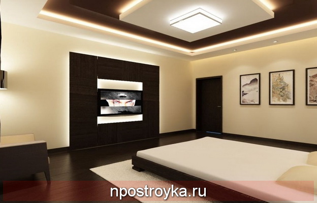 натяжной потолок в интерьере Модерн
